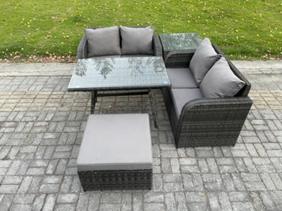 Fimous Outdoor Garden Furniture Sets 5 Pieces Wicker Rattan Furniture Sofa Sets With Rectangular Dining Table - image 1