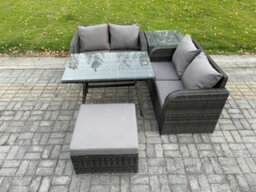 Fimous Outdoor Garden Furniture Sets 5 Pieces Wicker Rattan Furniture Sofa Sets With Rectangular Dining Table - thumbnail 1