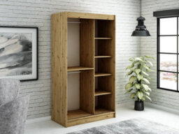 Arte Leto T1 Contemporary 2 Sliding Mirror Door Wardrobe 5 Shelves 2 Rails Black Matt And Oak Effect (H)2000mm (W)1200mm (D)620mm - thumbnail 3