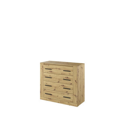 Arte Idea 100Cm Wide Oak Artisan Chest Of Drawers - Sleek 4-Drawer Storage For Any Room - image 1