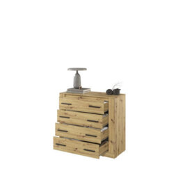 Arte Idea 100Cm Wide Oak Artisan Chest Of Drawers - Sleek 4-Drawer Storage For Any Room - thumbnail 3