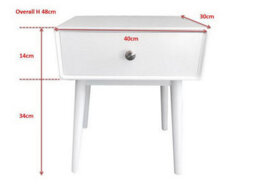 Aspect Furniture Niva Bedside Table With One Drawer ,white - thumbnail 5
