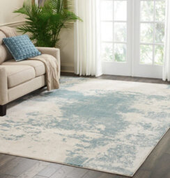 Ivory/teal Modern Abstract Luxurious Easy To Clean Rug For Living Room And Bedroom-66 X 229Cm (Runner) - thumbnail 2