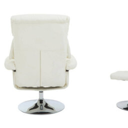 Orsina Ivory Leather Effect Reclining Chair And Footstool, Easy To Clean Leather Chair, Comfy Footstool - thumbnail 5