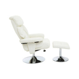 Orsina Ivory Leather Effect Reclining Chair And Footstool, Easy To Clean Leather Chair, Comfy Footstool - thumbnail 3