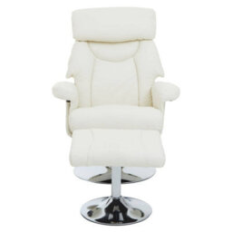 Orsina Ivory Leather Effect Reclining Chair And Footstool, Easy To Clean Leather Chair, Comfy Footstool - thumbnail 2