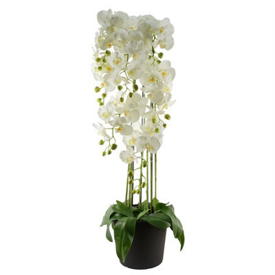 Leaf 110Cm Large White Orchid Plant - Artifcial - 41 Real Touch Flowers - image 1