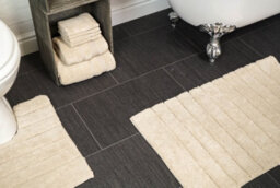 Allure Bath Fashions Ribbed Two Piece Bath Mat & Toilet Mat Set - Stone - thumbnail 2