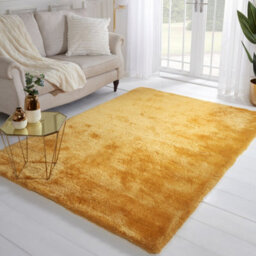 Yellow Plain Handmade Luxurious Modern Plain Shaggy Sparkle Asy To Clean Rug For Dining Room Bedroom And Living Room-80Cm X 150Cm - thumbnail 1