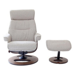 Morris Living The Newton Swivel Recliner Chair & Matching Footstool - Beige Fabric - thumbnail 4
