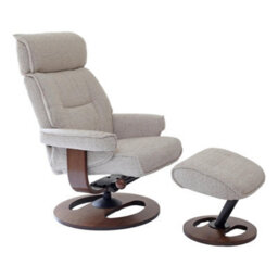 Morris Living The Newton Swivel Recliner Chair & Matching Footstool - Beige Fabric