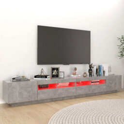 Berkfield Tv Cabinet With Led Lights Concrete Grey 260X35X40 Cm - thumbnail 4