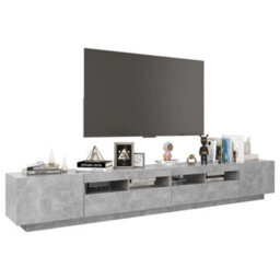 Berkfield Tv Cabinet With Led Lights Concrete Grey 260X35X40 Cm - thumbnail 6