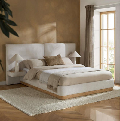 Birlea Como King Size Bed Frame White Fabric Hotel Style With Built In Bedsides - image 1