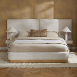 Birlea Como King Size Bed Frame White Fabric Hotel Style With Built In Bedsides - thumbnail 2