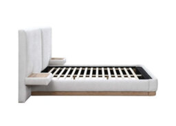 Birlea Como King Size Bed Frame White Fabric Hotel Style With Built In Bedsides - thumbnail 9