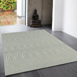 Teal Handmade Modern Wool Easy To Clean Geometric Rug For Dining Room Bedroom And Living Room-160Cm X 230Cm - thumbnail 1