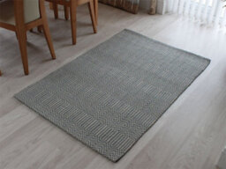 Teal Handmade Modern Wool Easy To Clean Geometric Rug For Dining Room Bedroom And Living Room-160Cm X 230Cm - thumbnail 4