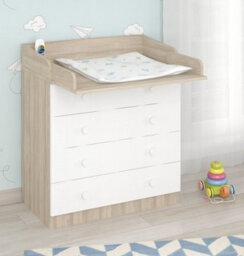 Shefa Line Shefa 800 Kids Changing Dresser Elm-White (2 Boxes) - thumbnail 1
