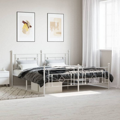 Berkfield Metal Bed Frame Without Mattress With Footboard White 183X213Cm - image 1