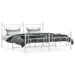 Berkfield Metal Bed Frame Without Mattress With Footboard White 183X213Cm - thumbnail 3