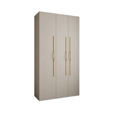 Arte Elegant Cashmere Como Ii Hinged Door Wardrobe H2460mm W1300mm D500mm, Three Doors, Eight Shelves, One Hanging Rail, Gold Handles - image 1