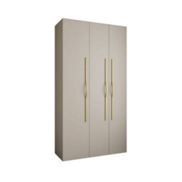 Arte Elegant Cashmere Como Ii Hinged Door Wardrobe H2460mm W1300mm D500mm, Three Doors, Eight Shelves, One Hanging Rail, Gold Handles - thumbnail 1