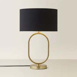 Valuelights Antonia Black With Gold Inner Drum Shade Matte Black Oval Table Lamp With Bulb - thumbnail 4