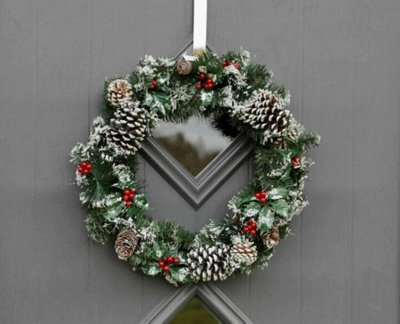 50Cm Artificial Christmas Door Wreath - Frosted Pine - image 1