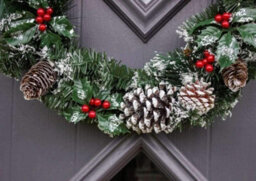50Cm Artificial Christmas Door Wreath - Frosted Pine - thumbnail 2
