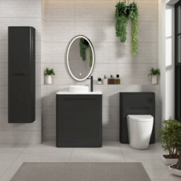 Royal Bathrooms Venice 700mm Matt Nocturne Black Freestanding Bathroom Countertop Vanity Unit 2 Door With Round Basin - thumbnail 4