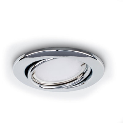 Valuelights Fire Rated Polished Chrome Tiltable Gu10 Recessed Ceiling Downlight - Includes 5W Led Bulb 6500K Cool White - image 1