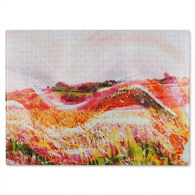 Benjamin Tate Design Wheat Field Paint Glass Chopping Boarddesigner Style - image 1
