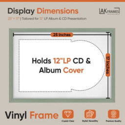 "AK Frames 25X17"" Green Classic Vinyl Record Frame With White Mount For 12 Inch Lp Cover & Disc - Overlapped Design" - thumbnail 2