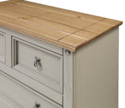 Mercers Furniture Corona Grey Wax Compact 2+2 Chest Of 4 Drawers Solid Pine With Mexican Styling - thumbnail 4