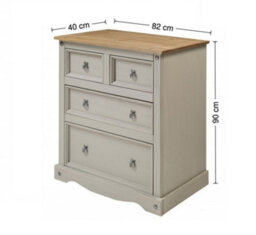 Mercers Furniture Corona Grey Wax Compact 2+2 Chest Of 4 Drawers Solid Pine With Mexican Styling - thumbnail 5