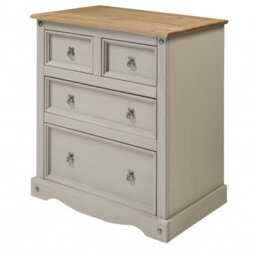 Mercers Furniture Corona Grey Wax Compact 2+2 Chest Of 4 Drawers Solid Wood Pine Wooden With Mexican Styling