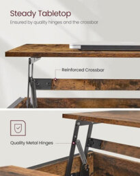 LEDREM Lift-Top Coffee Table With Open And Hidden Storage, X-Shaped Bars, 60 X 100 X (48-62) Cm - thumbnail 6