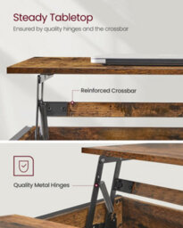 LEDREM Lift-Top Coffee Table With Open And Hidden Storage, X-Shaped Bars, 60 X 100 X (48-62) Cm - thumbnail 9