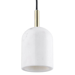 Happy Homewares White Marble Pendant Lamp Fitting In Scandinavian Design With Black Fabric Cable - thumbnail 2