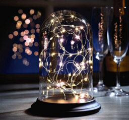 Led Bell Jar Light - Battery Powered Glass Dome Cloche Ornament With Warm Yellow Led Fairy String Lights - Measures 23 X 15.5Cm - thumbnail 2