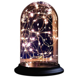 Led Bell Jar Light - Battery Powered Glass Dome Cloche Ornament With Warm Yellow Led Fairy String Lights - Measures 23 X 15.5Cm - thumbnail 3