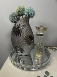Modern Silver Vase With Decorative Leaf Pattern H25.3Cm - thumbnail 2