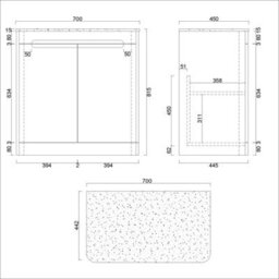 Royal Bathrooms Venice 700mm Gloss White Freestanding Bathroom Countertop Vanity Unit 2 Door With Nova Basin - thumbnail 8