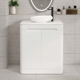 Royal Bathrooms Venice 700mm Gloss White Freestanding Bathroom Countertop Vanity Unit 2 Door With Nova Basin - thumbnail 1