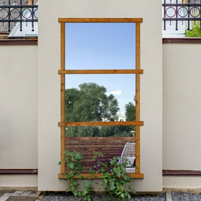 MirrorOutlet The Trellis Garden Mirror Scandinavian Spruce Wood 180Cm X 92Cm - image 1