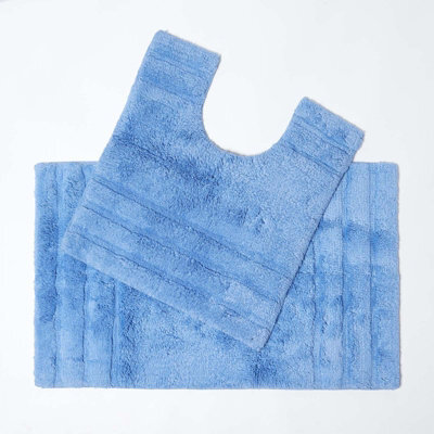 Homescapes Spa Supreme Luxury Blue Bath And Pedestal Mat - image 1