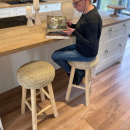 Wicker Bar Stool Round - Handwoven Seagrass - Rattan Kitchen Stool - thumbnail 6