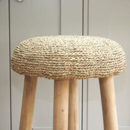 Wicker Bar Stool Round - Handwoven Seagrass - Rattan Kitchen Stool - thumbnail 5