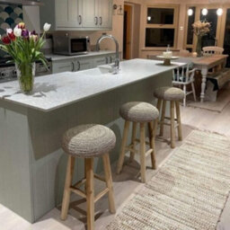 Wicker Bar Stool Round - Handwoven Seagrass - Rattan Kitchen Stool - thumbnail 4